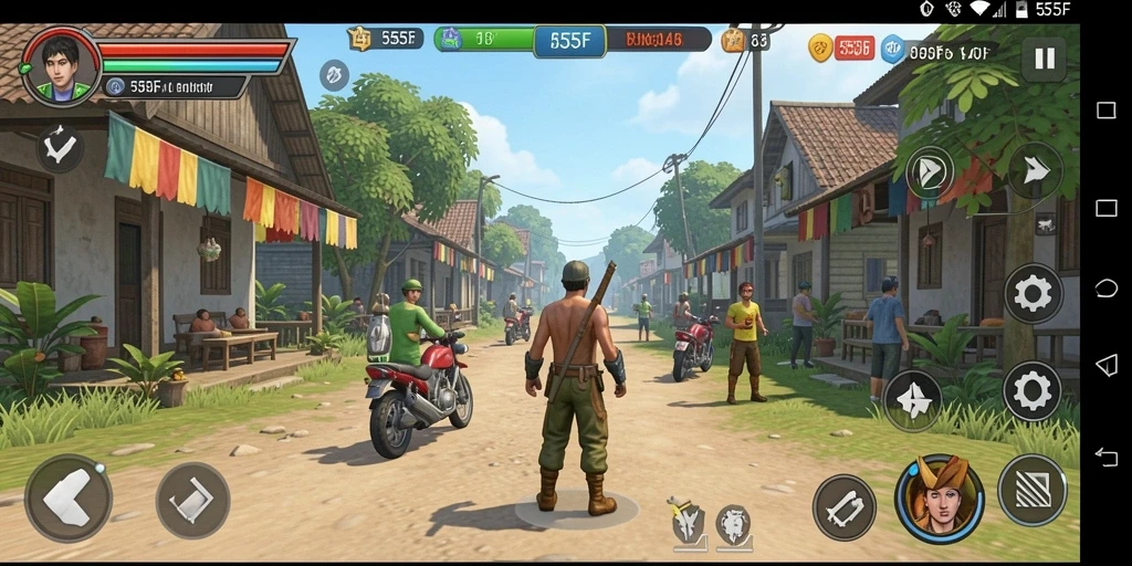 Tangkapan layar utama 555F menunjukkan aksi gameplay yang seru dan menghibur.