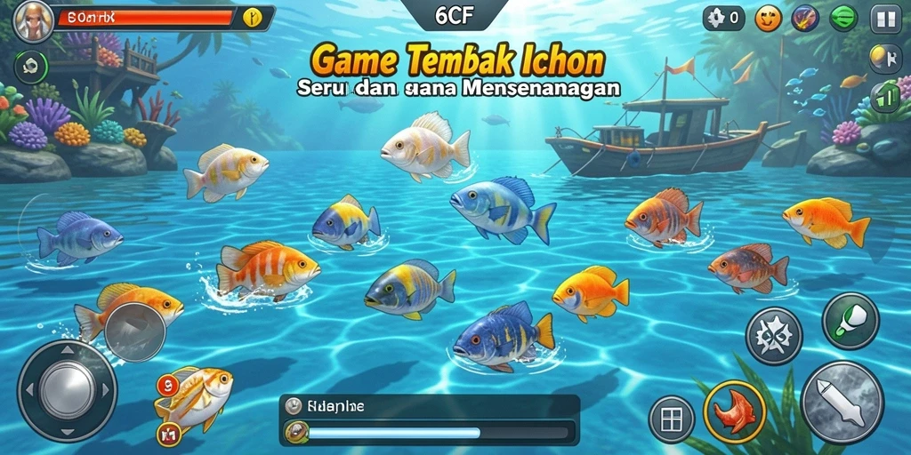 Screenshot gameplay Tembak Ikan 6CF yang seru dan penuh warna.