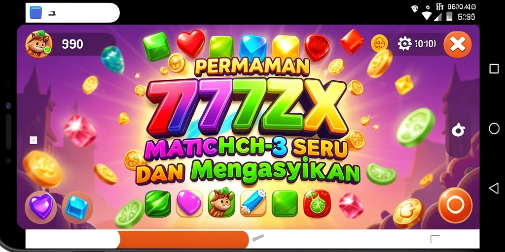 Tampilan gameplay seru dari 777ZX di level Match-3.