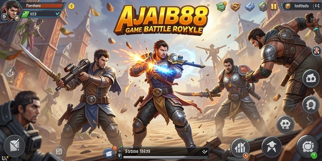 Tangkapan layar menampilkan aksi mendebarkan dalam AJAIB88 di tengah pertempuran Battle Royale.