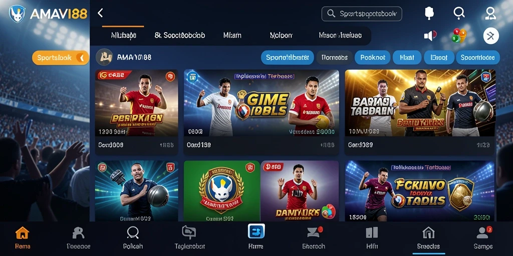 Tampilan menarik dan interaktif dari gameplay AMAVI88 Sportsbook.