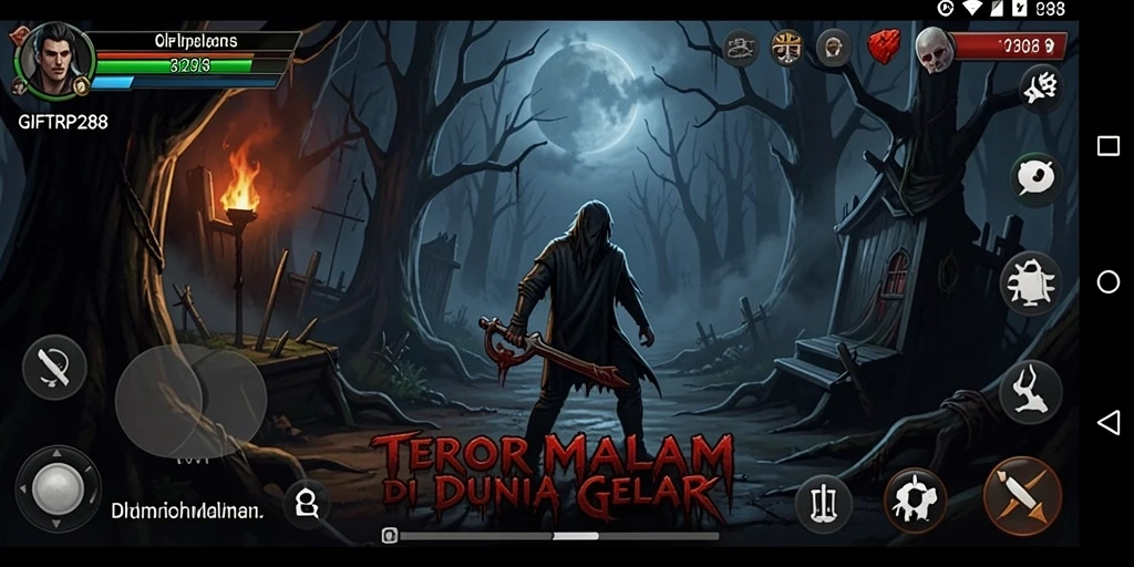 Gambaran gameplay yang menegangkan dan atmosfer menakutkan di GIFTRP288.