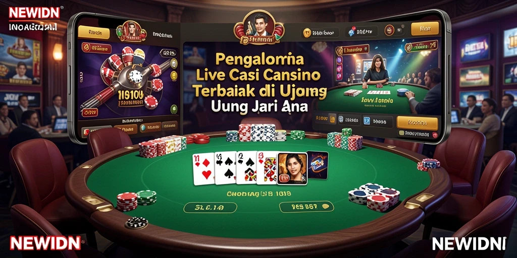 Screenshot gameplay NEWIDN menampilkan dealer langsung dan suasana kasino mendebarkan.