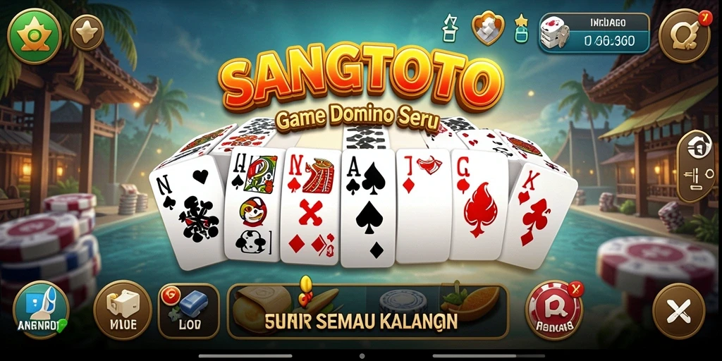 Screenshot menunjukkan gameplay menarik dari SANGTOTO di arena Domino.