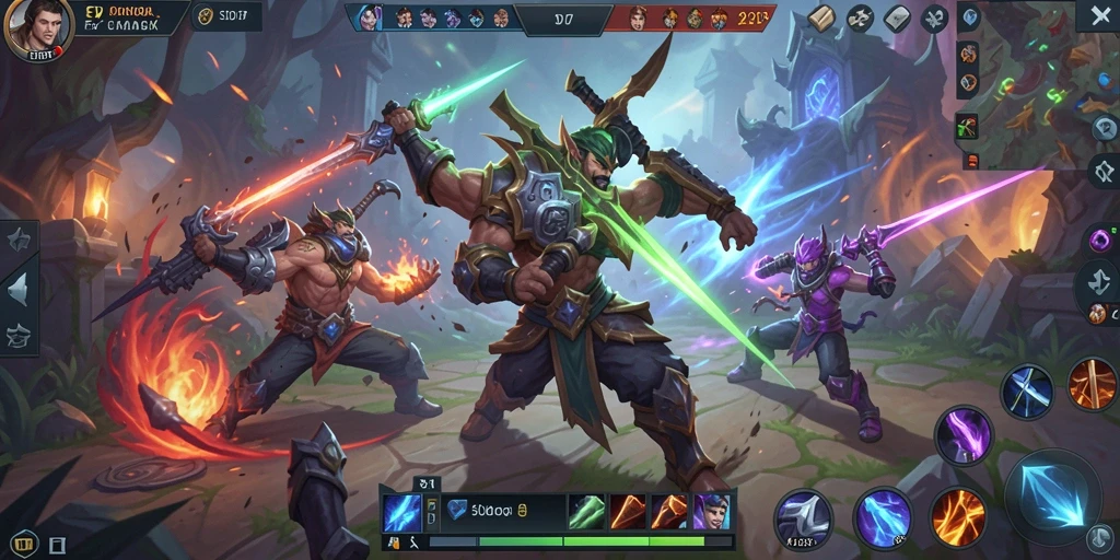 Tampilan gameplay yang menegangkan dalam SD107, aksi seru di arena MOBA.